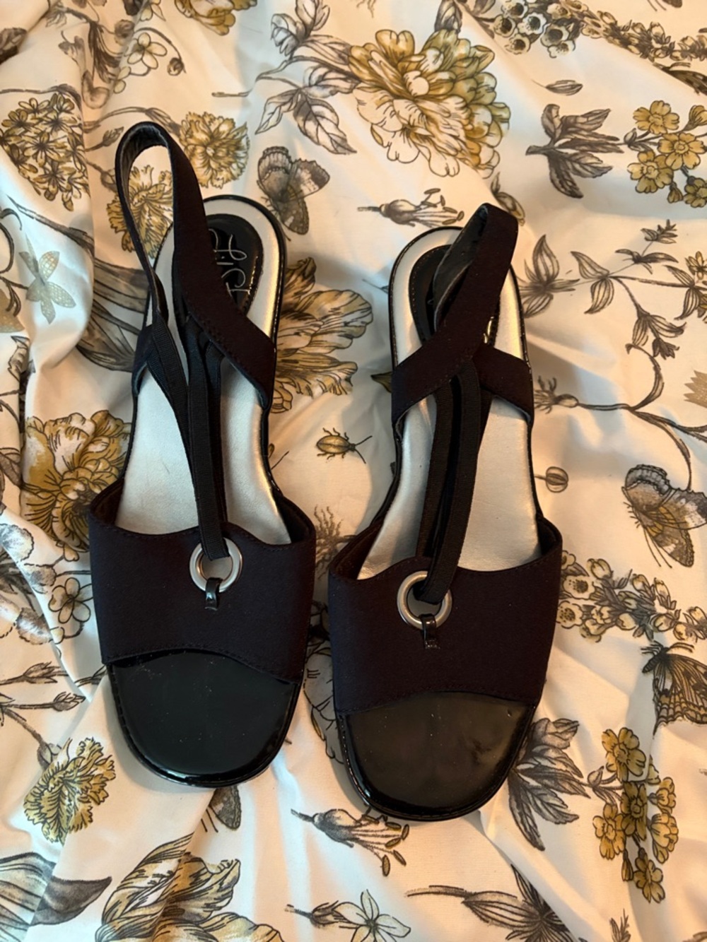 Life Stride Black Slingback Mules with Silver Ring Detail